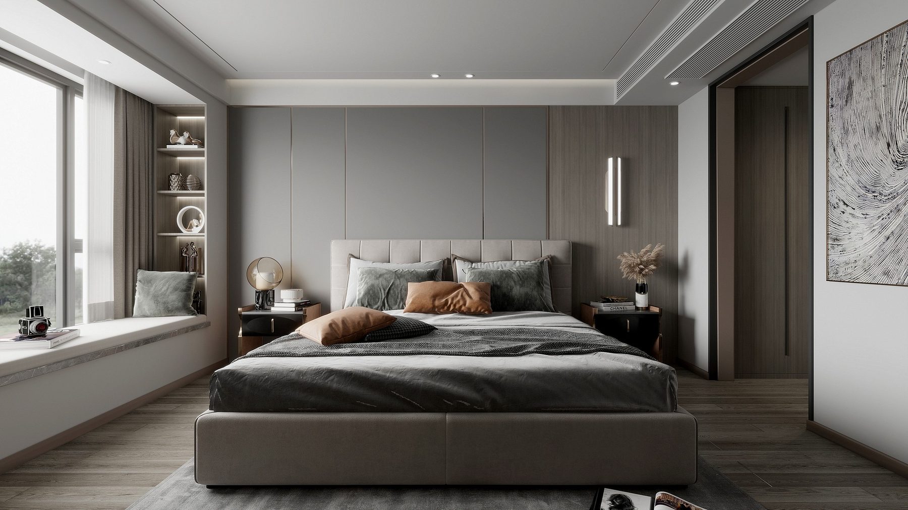 Contemporary bedroom suite visualization