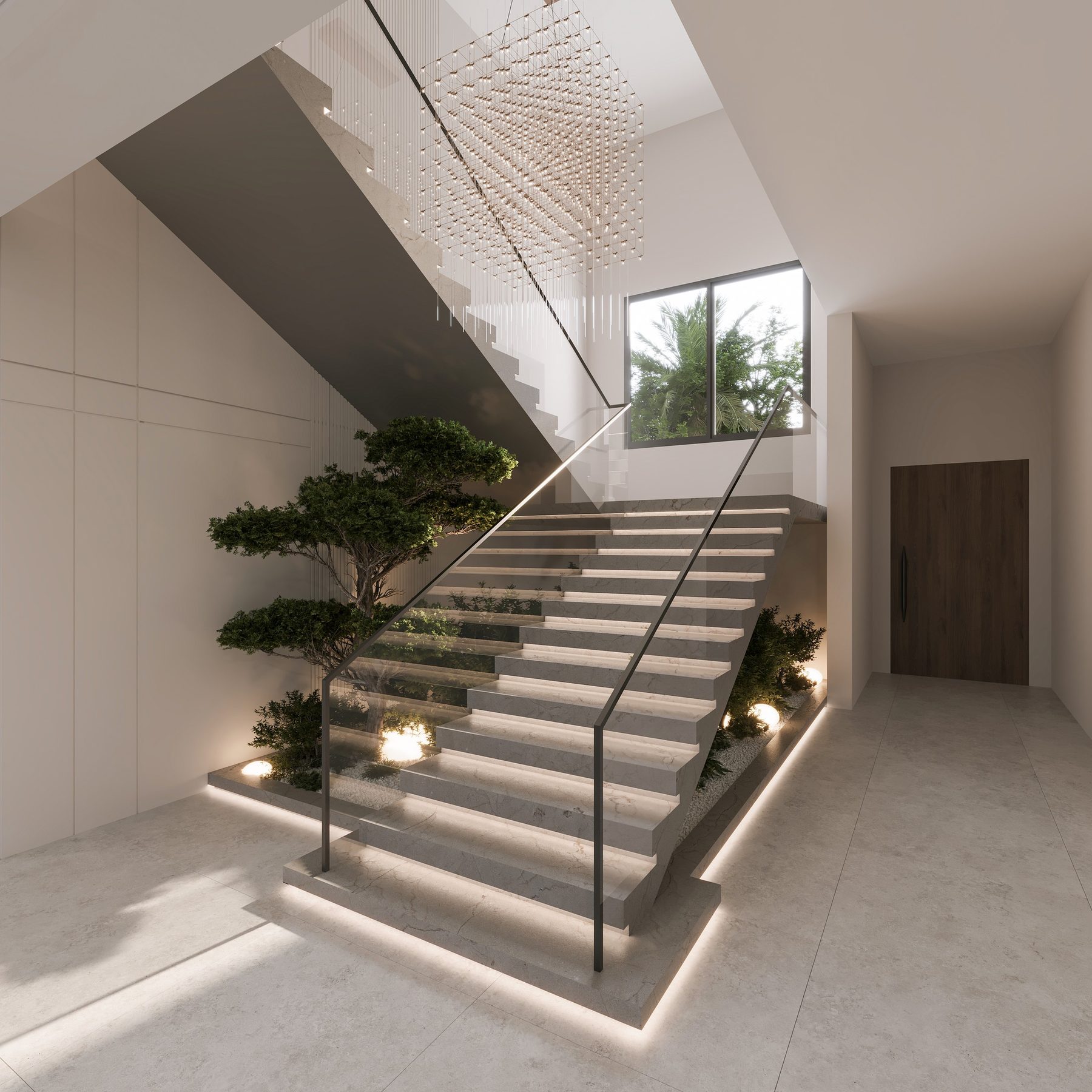 Villa interior staircase visualization